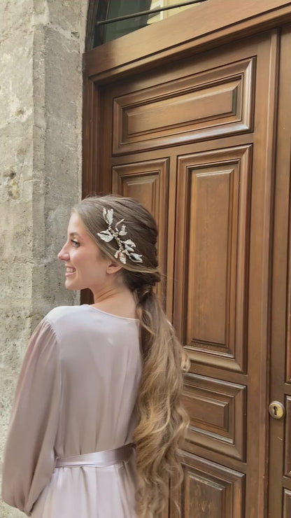 Peineta Orchid oro y blanco