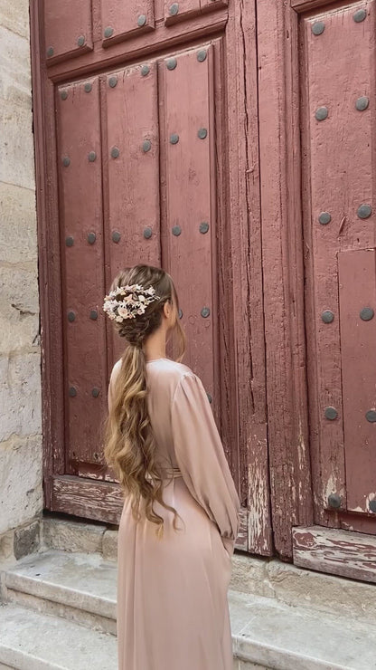 Tocado de porcelana primavera blanco y pastel